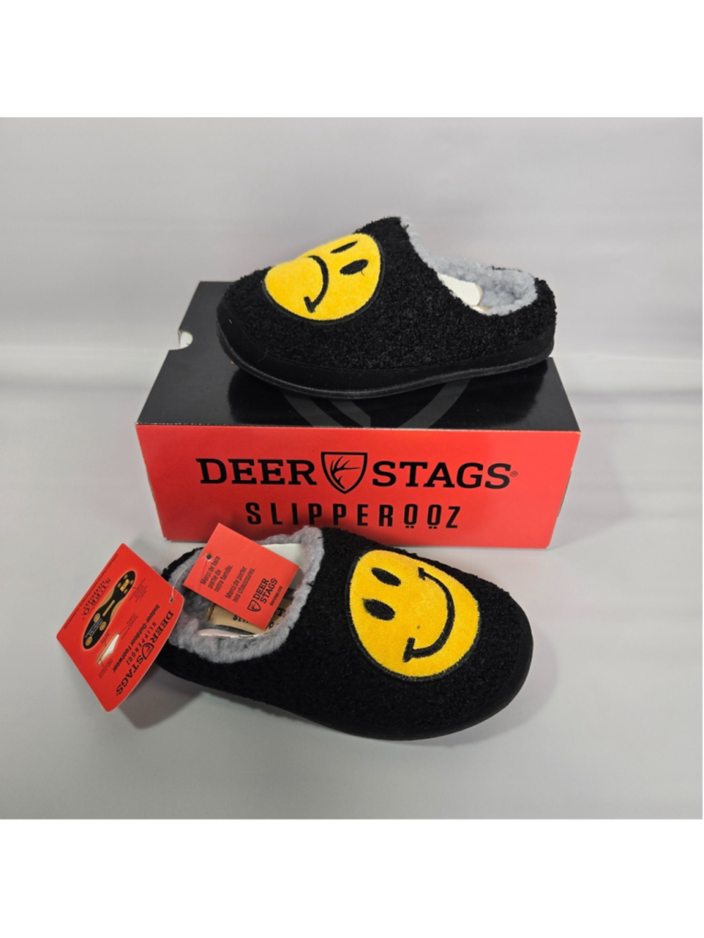 Deer Stags Lil Wink Slippers Kids 12 Black Indoor Outdoor Unisex Shoes NWT